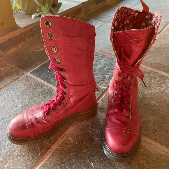 Dr. Martens Shoes - Red tall Doc Martens